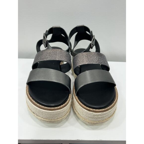 Diba True Day Line 10 Espadrille Black Gunmetal Leather Platform Espadrille NIB - Picture 4 of 8